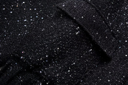 Nlzgmsj Women's Shiny Sequin Jacket – Y2K Gold Stand Collar Long Sleeve Short Coat, Autumn/Winter High Streetwear