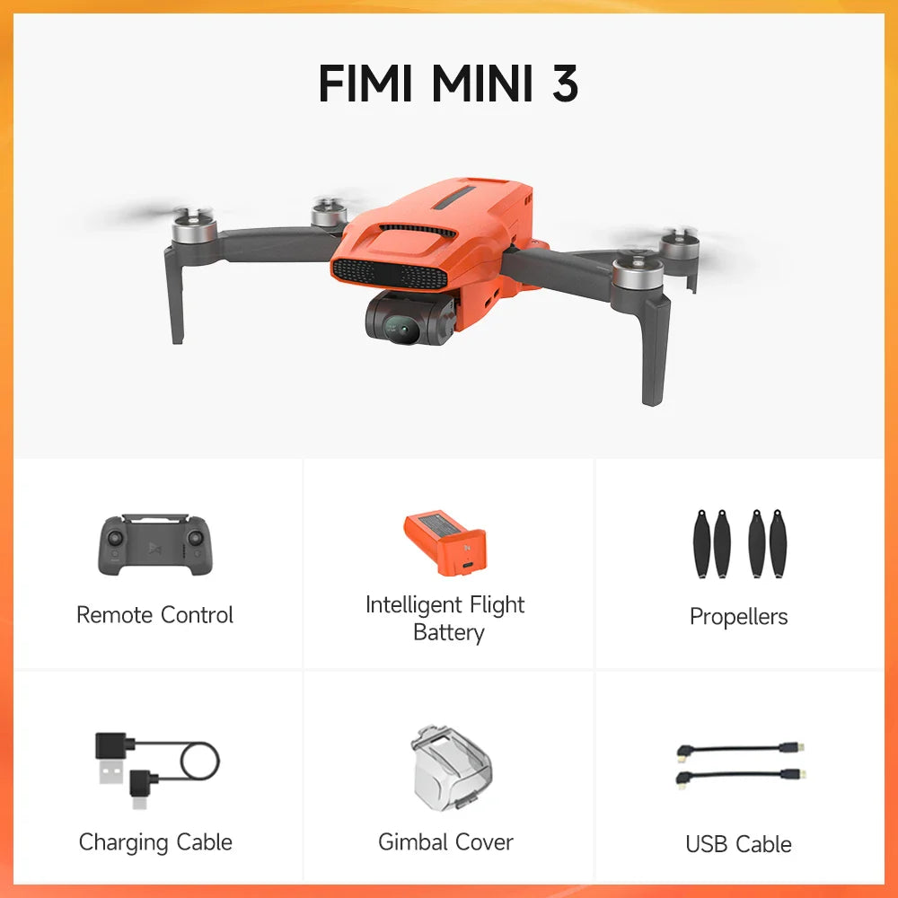 FIMI MINI 3 Drone 4K 60fps AI Smart Tracking – 9km Range 3-Axis Gimbal Ultralight 249g Mini Pro Drone