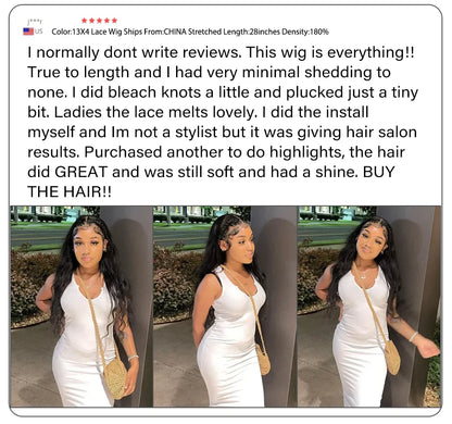 13x4/13x6 Body Wave Transparent Lace Front Wig – HD Bling Hair, 180% Density Human Hair, 4x4 Lace Closure for Women