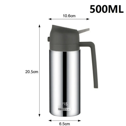 2-in-1 Oil Dispenser Bottle - Stainless Steel Cooking Oil Sprayer for Baking, Cooking & Portable Refillable Use