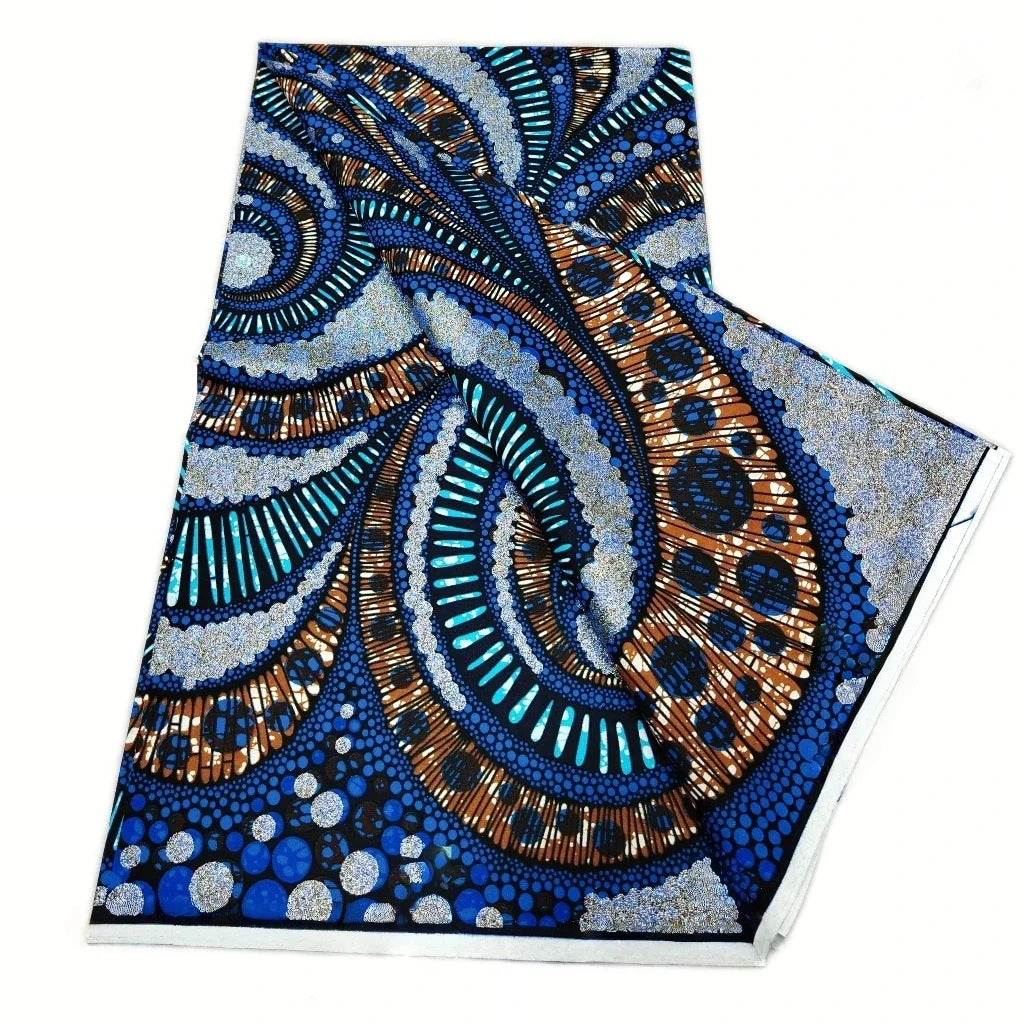 Grand Super Ankara Wax Fabric - Original 100% Cotton Glitter Batik Pagne 6 Yards Nigerian Party Dress Sewing Material