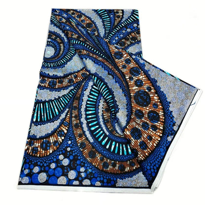 Grand Super Ankara Wax Fabric - Original 100% Cotton Glitter Batik Pagne 6 Yards Nigerian Party Dress Sewing Material