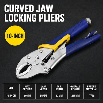 Multi-Function Locking Pliers - Straight & Curved Jaw Adjustable Heavy-Duty Vise Grip Clamp Tool