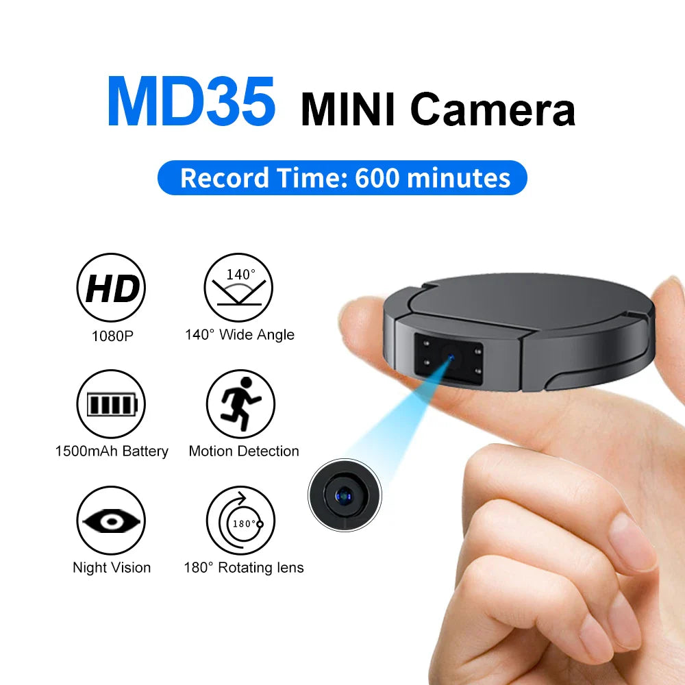 Mini 1080P HD Camera – Night Vision, Wide-Angle, Motion Detection Video Recorder with Magnetic Loop