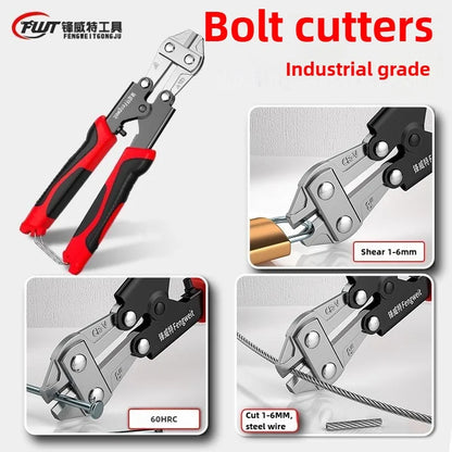 Mini Bolt Cutter Chrome Vanadium Steel - Sharp Wire & Bar Cutting Tool with Labor-Saving Handle