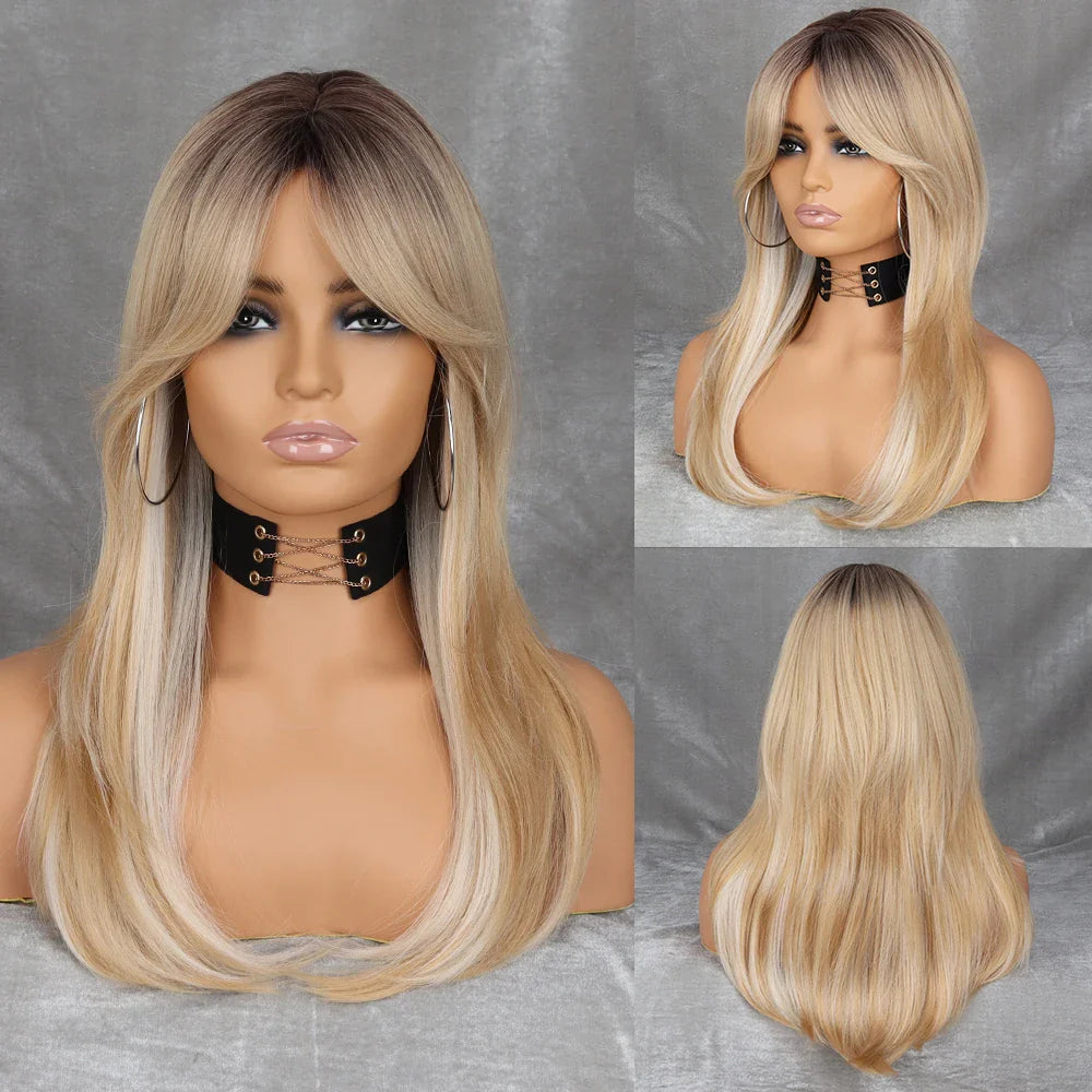 Long Wavy Green Synthetic Wig – Heat-Resistant Women's Cosplay, Party, Lolita Style, Half Part, Red/Black/Pink