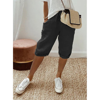 Women's Cotton Linen Wide Leg Pants - Vintage Lace Up High Waist Casual Streetwear Trousers