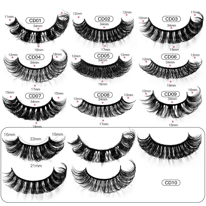 2/10 Pairs 3D Mink Strip False Eyelashes – Dramatic Fake Lash Extensions for Makeup