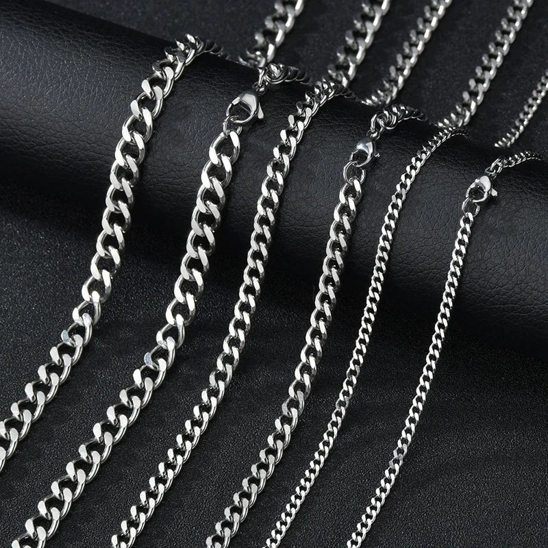 3mm Men’s Cuban Chain Necklace – Simple Stainless Steel Titanium Jewelry Gift
