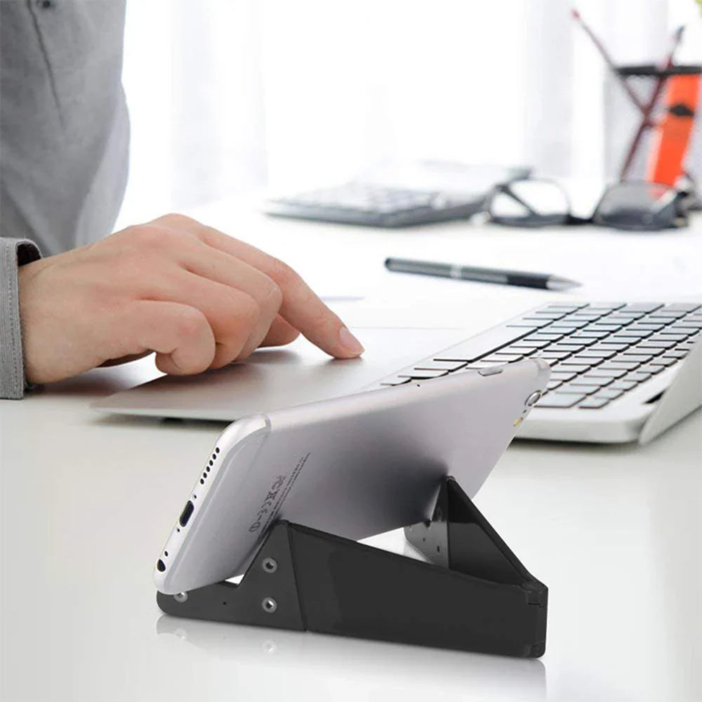 V-Shaped Universal Foldable Mobile Cell Phone Stand: Adjustable Holder for Smartphone & Tablet - Convenient Support Bracket Mount