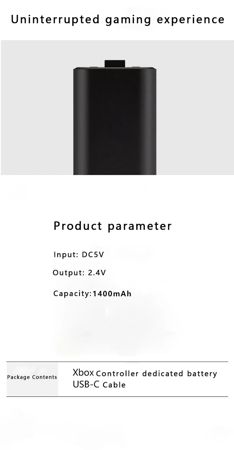 1400mAh Xbox Series X/S & One Controller Battery Pack with USB-C Charging Cable