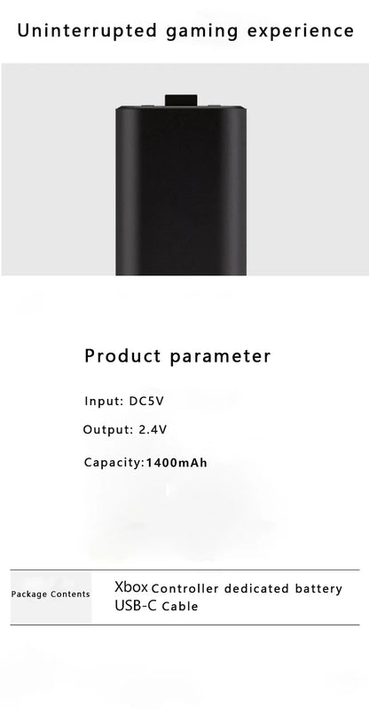 1400mAh Xbox Series X/S & One Controller Battery Pack with USB-C Charging Cable