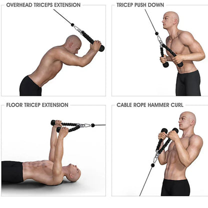 Tricep Rope Cable Attachment — Fitness Gym Accessory for Abdominal Crunches, Biceps, & Muscle Training
