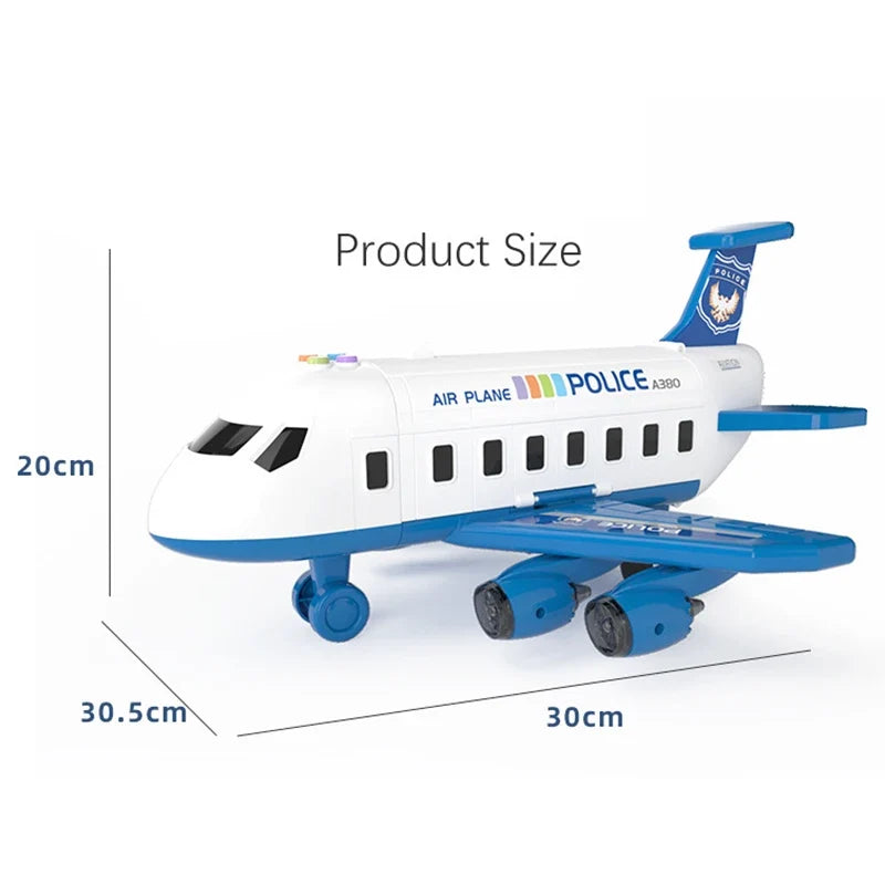 Deformation Music Simulation Aircraft Toy - Large Passenger Plane Inertia Track Vehicle for Kids Gift & Playtime