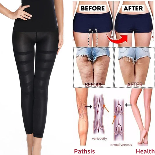 High Waist Shapewear Compression Leggings - Anti Cellulite Body Slimming Tummy Control Thigh Sculpting Pants