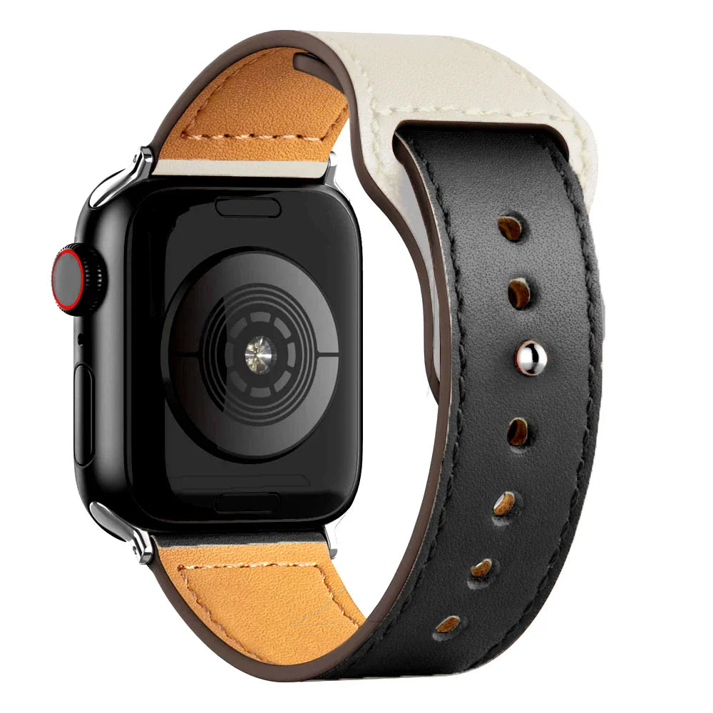 Leather Band for Apple Watch Ultra 2 – Compatible 49mm/45mm/44mm/41mm/40mm/38mm, Wrist Bracelet Strap for iWatch Series 3–9, SE, 4, 5, 6, 7, 8 & 9