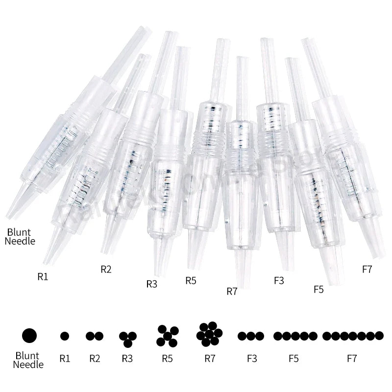 20pcs Tattoo Cartridge Needles - Replacement 1D/1R/2R/3R/3F/5R/5F/7R/7F Microblading Needles for Derma Tools