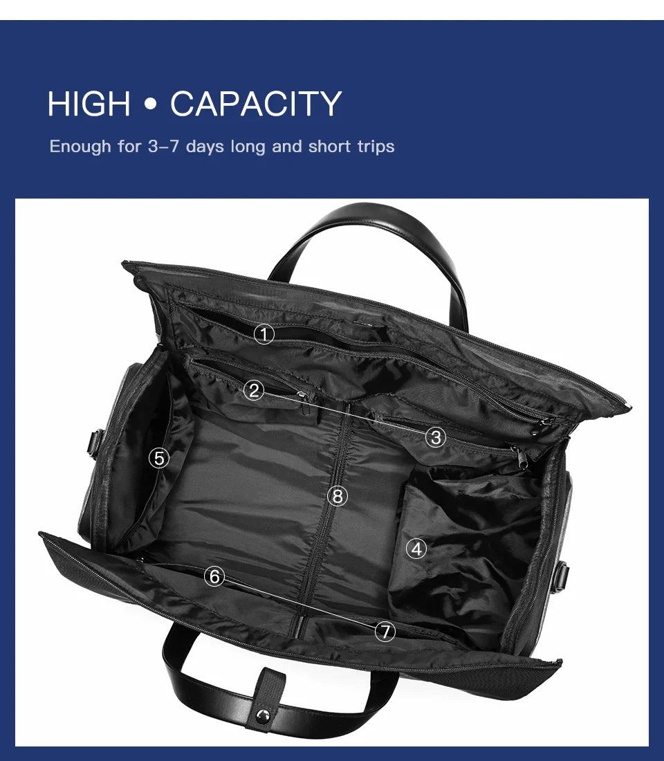 OZUKO Multifunction Men’s Travel Bag – Large Capacity Waterproof Suit Luggage Duffel with Shoe Pocket