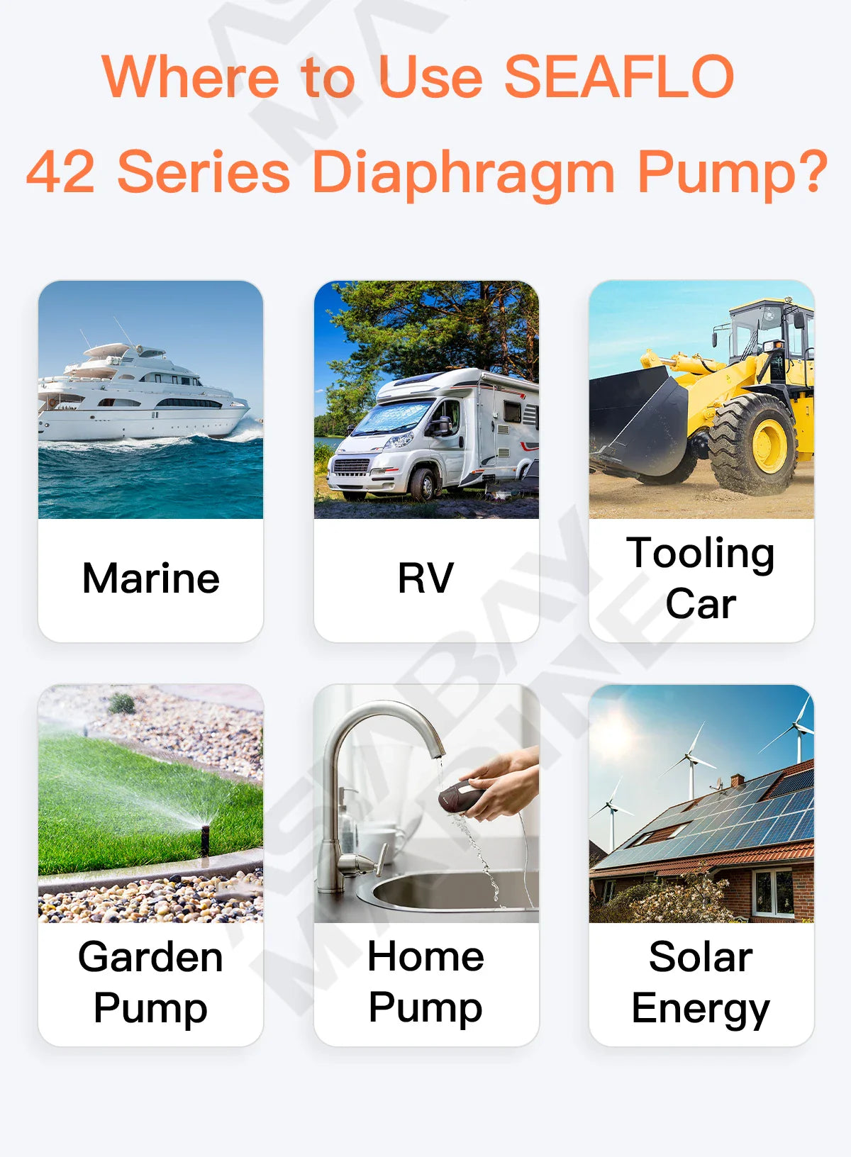 SEAFLO 42 Series Diaphragm Water Pump – 3.0GPM, 55PSI, 12V Electric Pump for Yacht, Boat, Marine, RV, Caravan, High Pressure, 4 Chamber