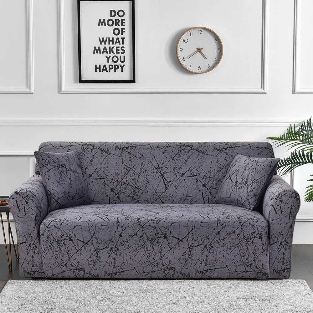 Stretch Sofa Cover - Printed Elastic Slipcover for L-Shaped Corner Couch, Living Room 1/2/3/4 Seat Protector
