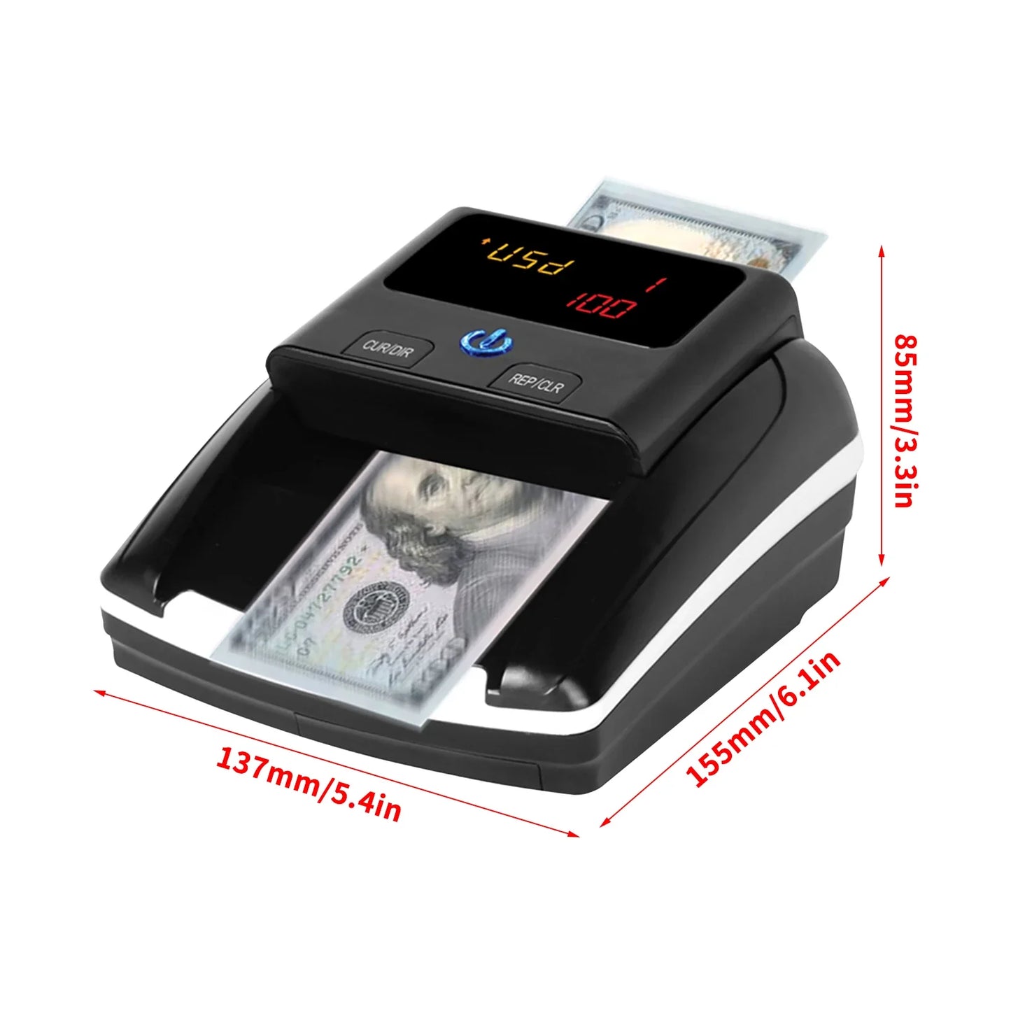 Bisofice Portable Mini Money Counter – Automatic Bill Counter with UV/MG/IR Counterfeit Detection & Paper Quality Check
