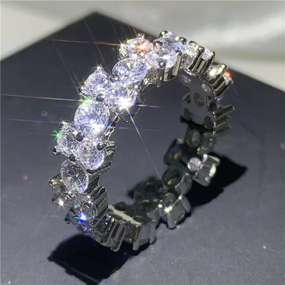 925 Sterling Silver Eternity Band Ring - CZ Diamond Promise Engagement Wedding Jewelry for Women & Men