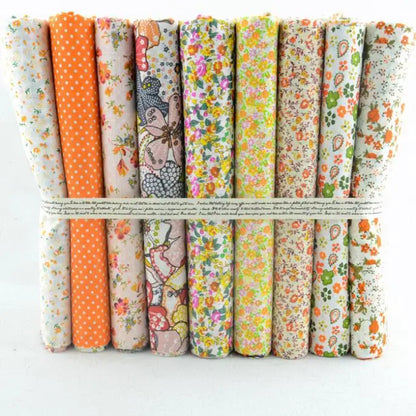 African Ankara Cotton Fabric - 9-Piece 50x50CM Floral Patchwork Sewing Tilda Cloth Fabric Set