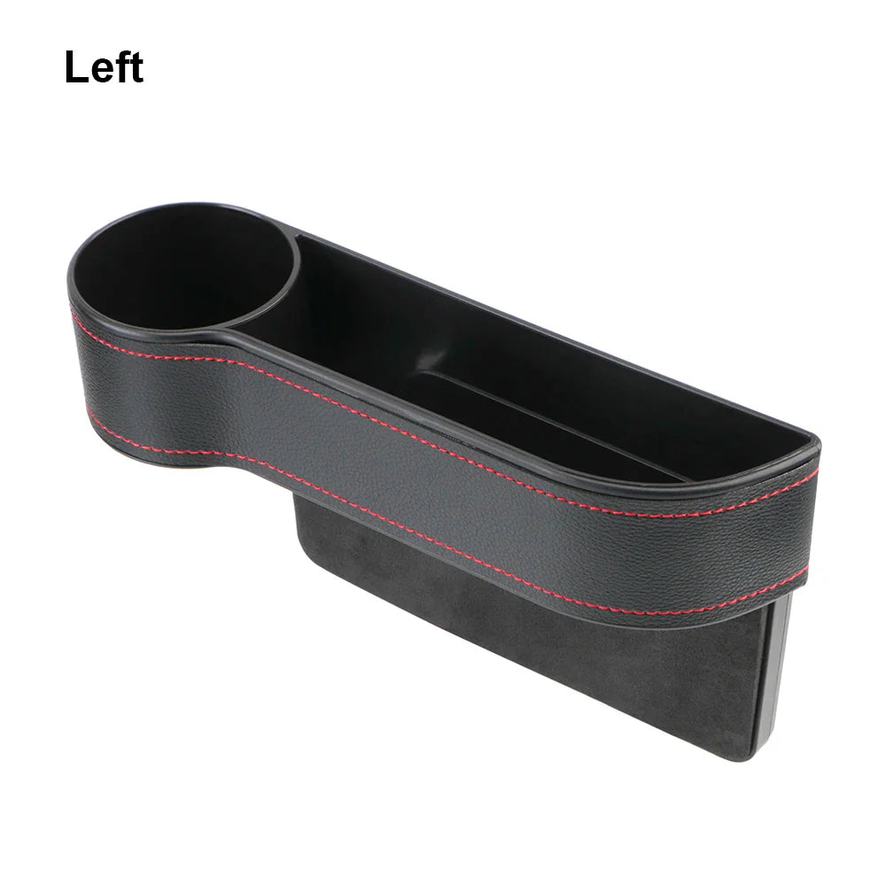 Universal PU Leather Car Seat Gap Organizer – Storage Box with Charging Hole, Phone, Bottle & Key Holder Auto Accessories