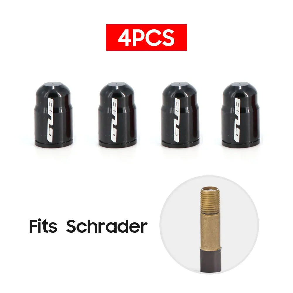 4pcs Aluminum Bike Tire Valve Caps – Ultralight MTB Road Mountain Schrader/Presta Tyre Protectors