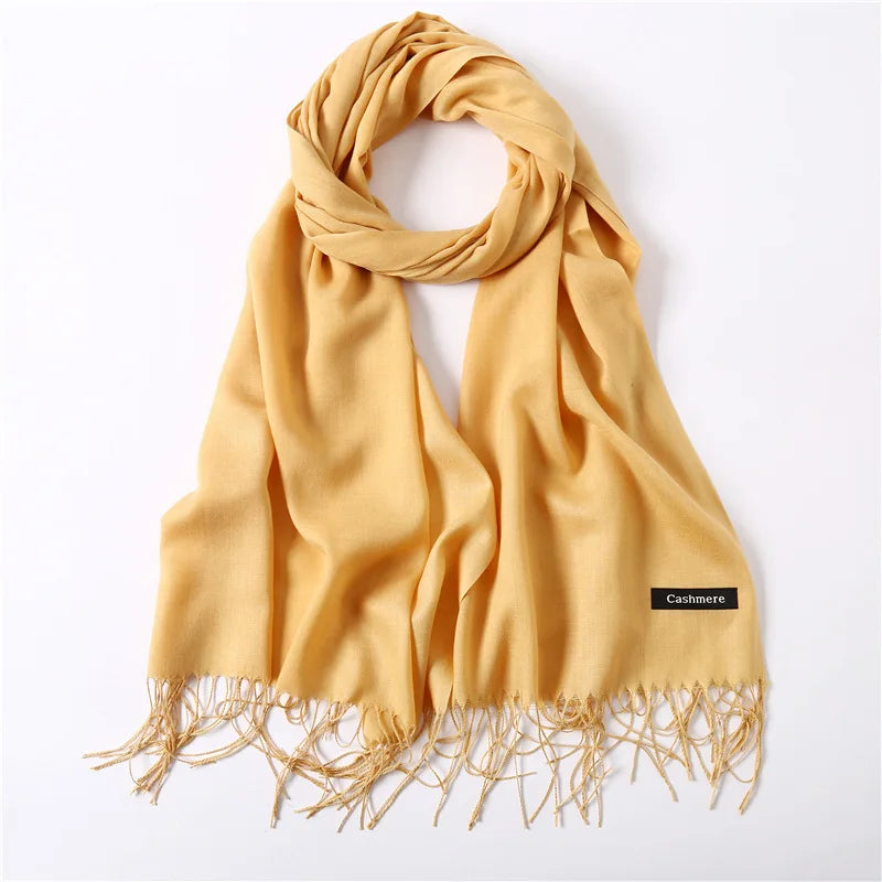 Desgine Solid Cashmere Scarf – Warm Autumn Winter Shawl Wrap with Tassels, Unisex Pashmina for Women and Men 2024