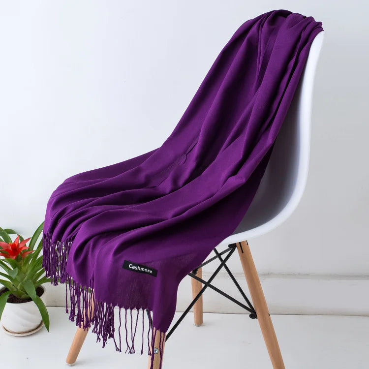 Desgine Solid Cashmere Scarf – Warm Autumn Winter Shawl Wrap with Tassels, Unisex Pashmina for Women and Men 2024