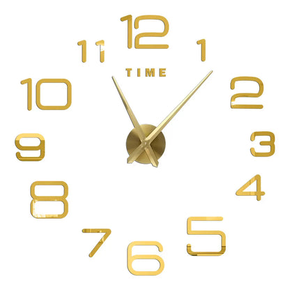 3D DIY Wall Clock - Modern Acrylic Mirror Sticker Quartz Clock For Living Room Decor With Silent Movement