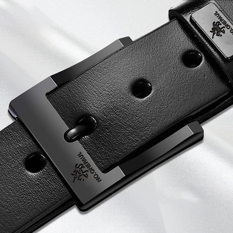 Genuine Leather Men's Belt - High Quality Cowhide Buckle Jeans Belt Casual Business Cowboy Waistband Fashion Accessory