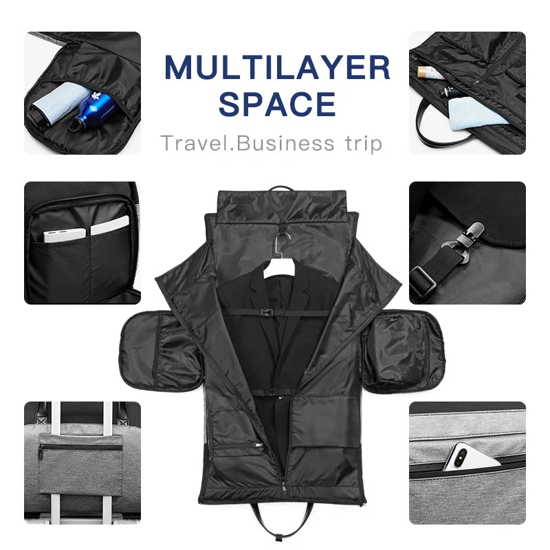 OZUKO Multifunction Men’s Travel Bag – Large Capacity Waterproof Suit Luggage Duffel with Shoe Pocket