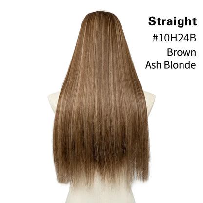 Synthetic U-Part Clip-in Hair Extensions – Long, Straight, Thick Blonde Hairpieces (16, 20, 24 Inch)