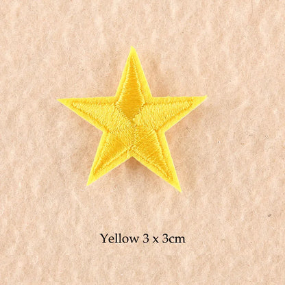 Stars Embroidered Iron-On Patches – Gold, Silver & Colorful Appliqué Stickers for Clothing, Jackets, Bags & DIY Craft Decoration