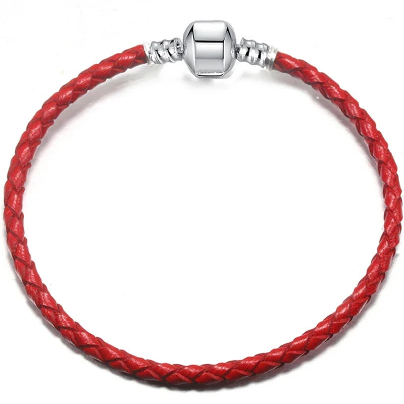 BAOPON 9-Color Leather Charm Bracelet - DIY Chain Jewelry Gift for Women & Girls