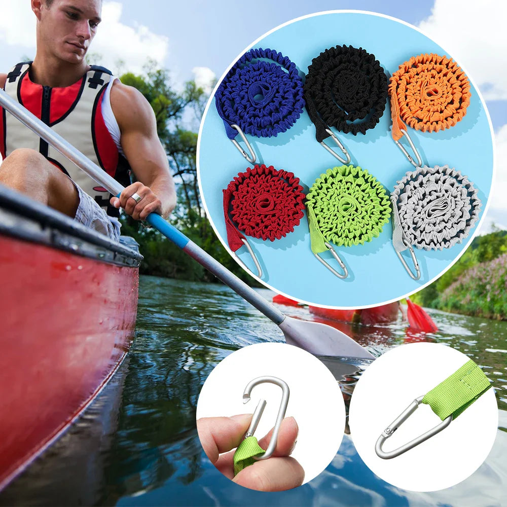 Adjustable Paddle Leash — Kayak & Surfboard Ankle Rope with Elastic Lanyard and Safety Carabiner