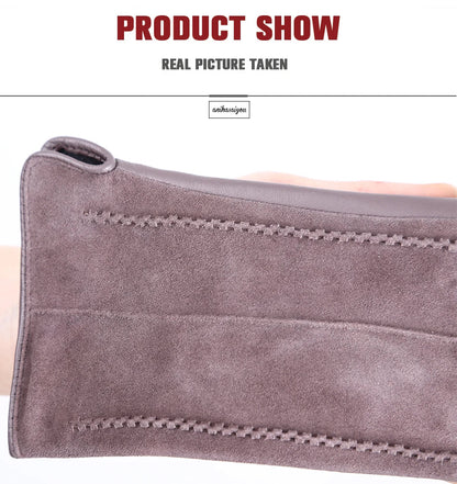 Women’s Winter Touch Gloves – 50% Genuine Leather & 50% Suede, Colorful Warm Leather Gloves