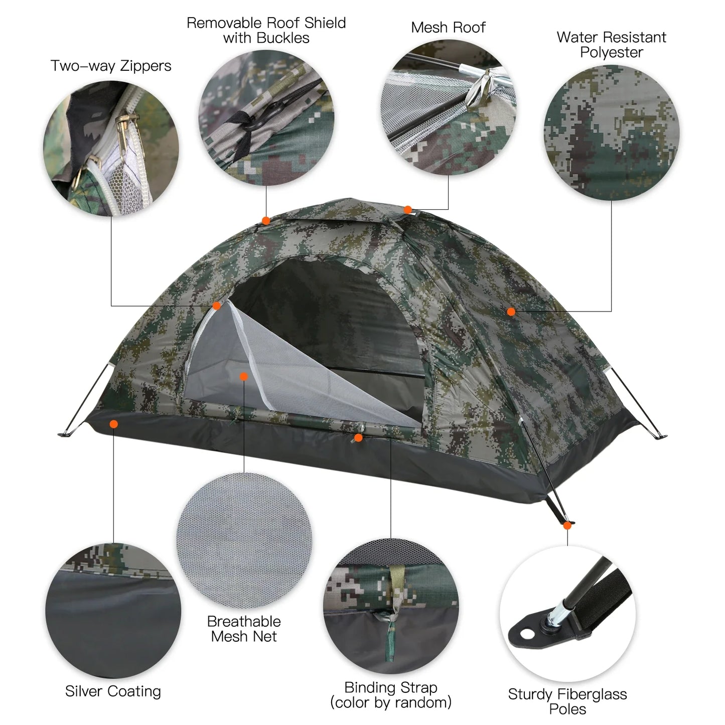 Tomshoo Ultralight Camping Tent – 1/2 Person Single Layer Portable Hiking Tent, Anti-UV Coating UPF 30+ for Outdoor, Beach, and Fishing Use