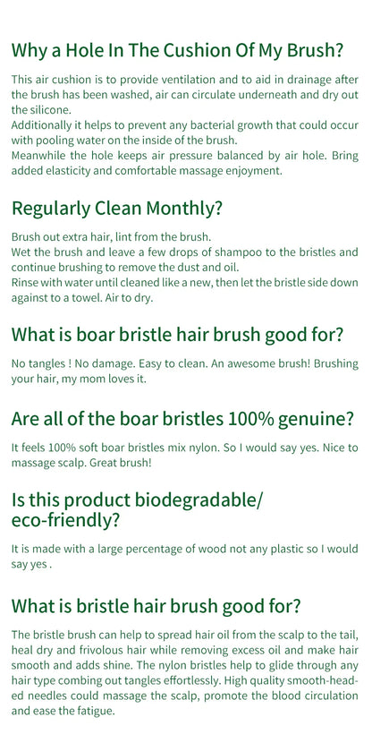 Bamboo Hair Brush for Women – Wide Tooth Styling Comb, Scalp Massage Brush for Smooth Hair & Barber Use