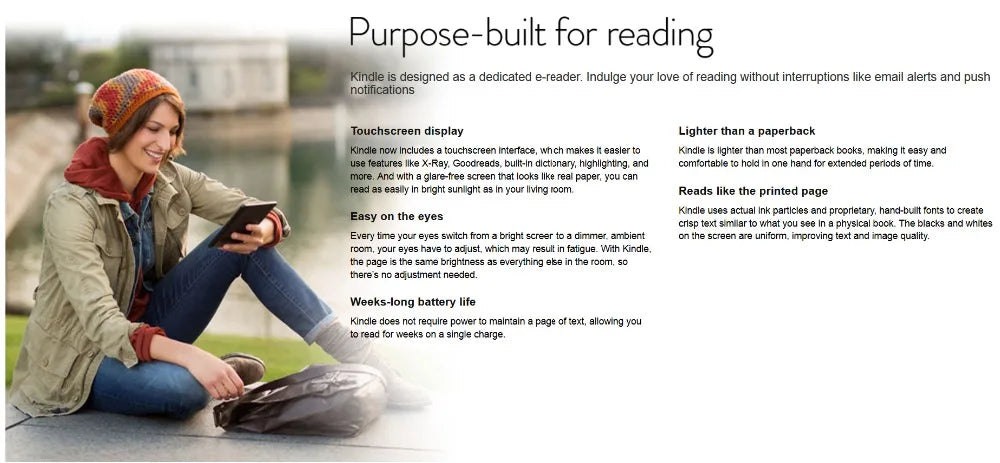 Original Kindle 6/8 Used eBook Reader – 6" E-Ink Touchscreen WiFi eReader, No Light, Better Than Kobo