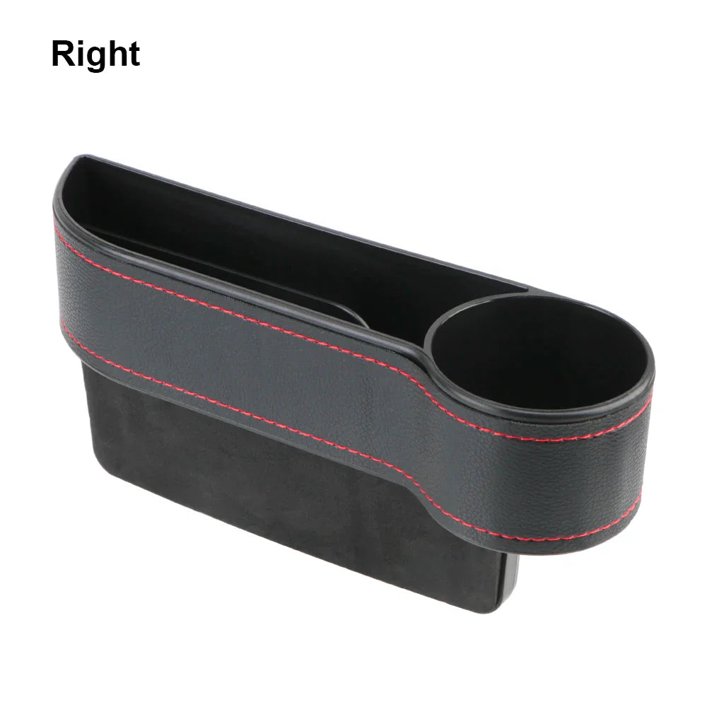 Universal PU Leather Car Seat Gap Organizer – Storage Box with Charging Hole, Phone, Bottle & Key Holder Auto Accessories