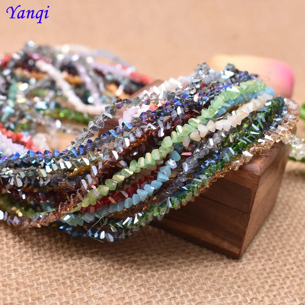 Yanqi Triangle Crystal Beads - 38 Colors 4mm Loose Glass Beads for DIY Jewelry Making Earrings Necklace Crafts