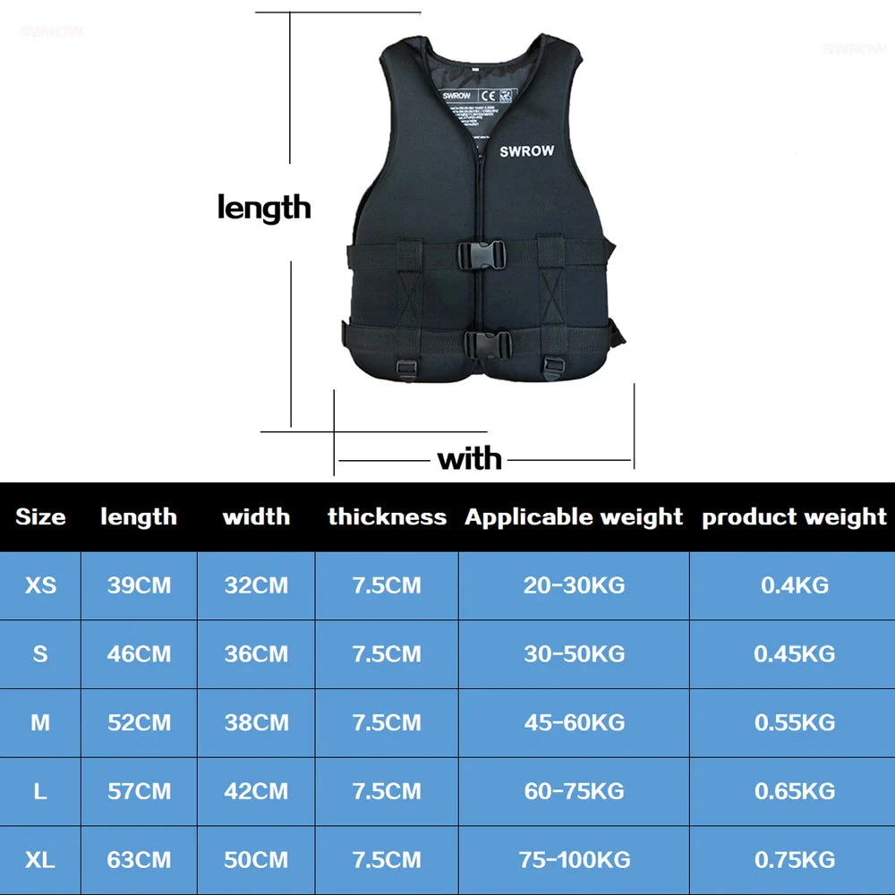 Neoprene Life Jacket for Adults & Children – Buoyancy Vest for Swimming, Boating, Skiing, Drifting & Water Sports