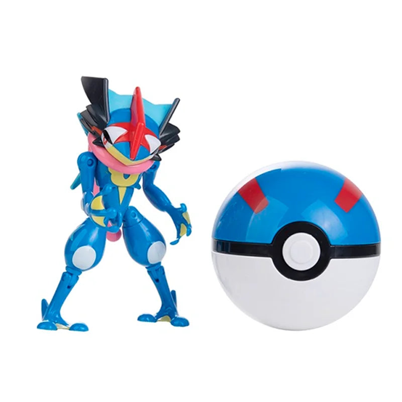 Genuine Pokémon Action Figures Set with Original Box – Pikachu, Charizard, Greninja, Pokéball Deformation Model Toys Gift