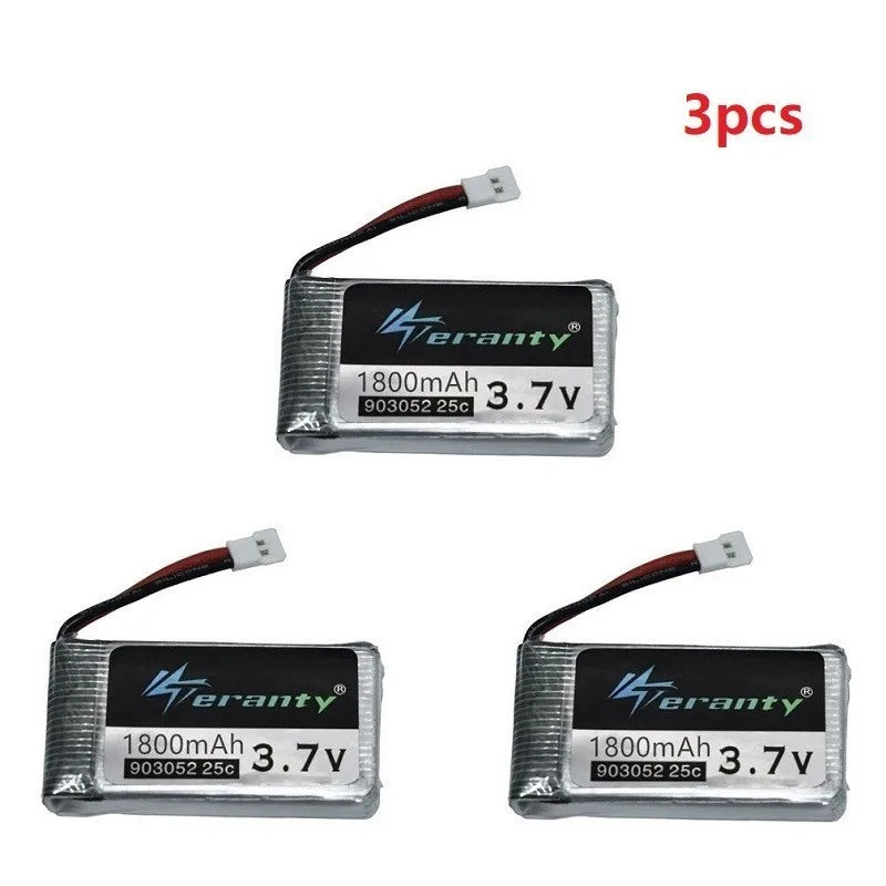3.7V 1800mAh Rechargeable LiPo Battery - XH2.54 Plug for SYMA X5SW, KY601S & RC Drones