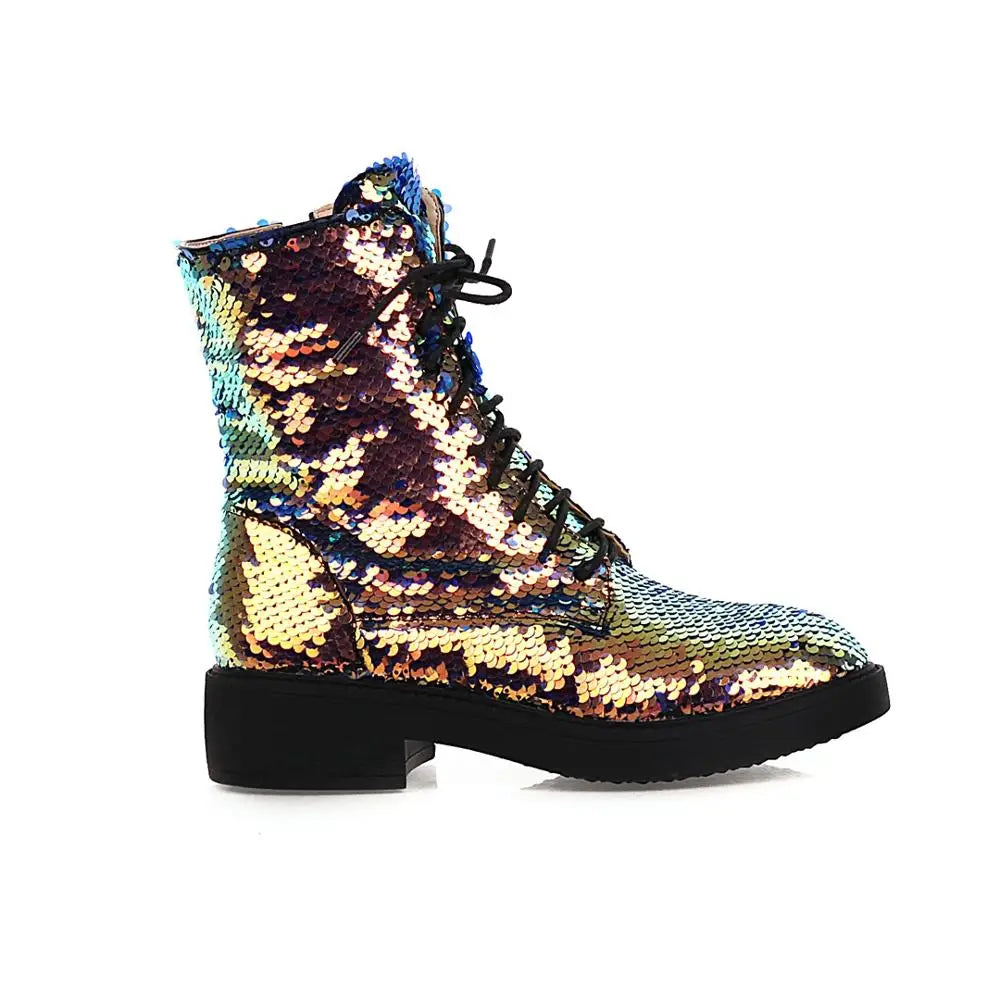 Women’s Color-Changing Sequin Boots - Magical Multi-Color Autumn & Winter Fashion Shoes