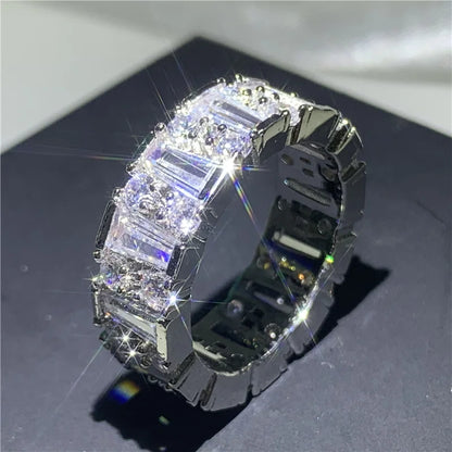925 Sterling Silver Eternity Band Ring - CZ Diamond Promise Engagement Wedding Jewelry for Women & Men