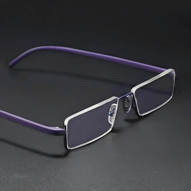 May Flower Anti-Blue Light Reading Glasses – Men’s Half-Frame TR90 Prescription Eyewear +1.75 with Case